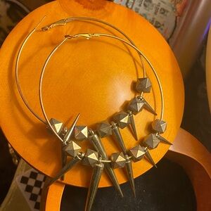 Gold Spike Hoop Earrings